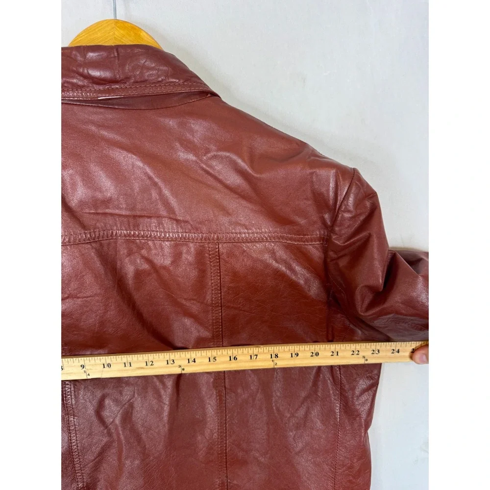 Vintage 70s HBC Baymark  Brown Leather Jacket Pointed Collar 70s Men 44